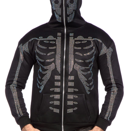 Gilet Scheletro Nero Uomo Strass