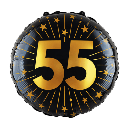 55 Jaar Helium Ballon Zwart Goud Leeg 45cm van WeFiesta koop je bij Partywinkel