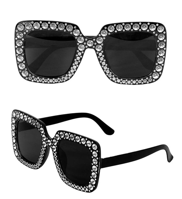 OCCHIALI NERI CON STRASS