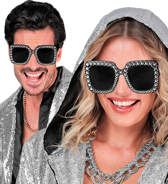 OCCHIALI NERI CON STRASS