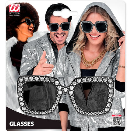 OCCHIALI NERI CON STRASS