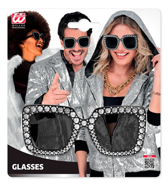 OCCHIALI NERI CON STRASS