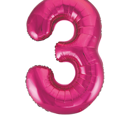 Palloncino Figura 3 Anni Fucsia Vuoto 86cm