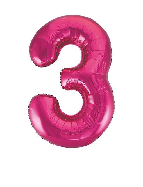 Palloncino Figura 3 Anni Fucsia Vuoto 86cm