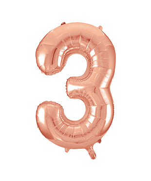 Palloncino a 3 anni con figura in oro rosa vuoto da 86 cm