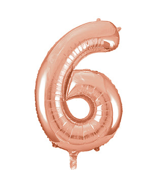 Palloncino 6 anni a figura rosa oro vuoto 86 cm