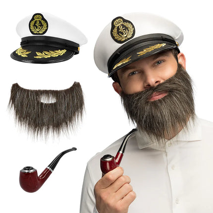 Set "Capitano di mare" (berretto, barba e pipa)