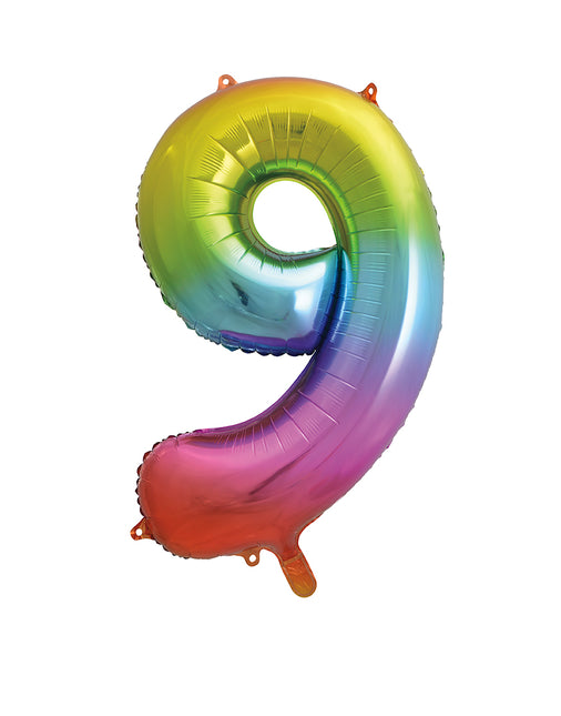Palloncino figura 9 anni Arcobaleno vuoto 86 cm