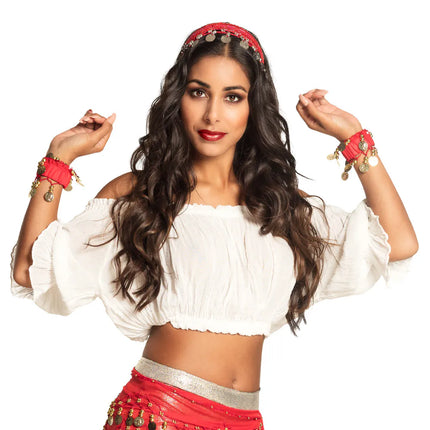 Fascia per la testa da danza del ventre rossa