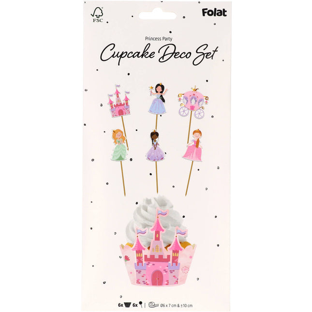 Topper per cupcake principesse 6 pezzi