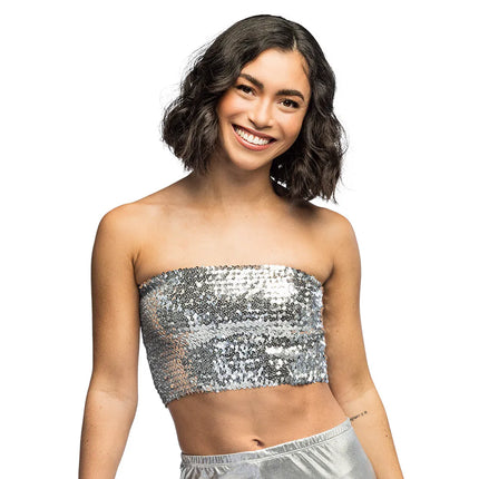 Top Sparkle argento (M/L elasticizzato)