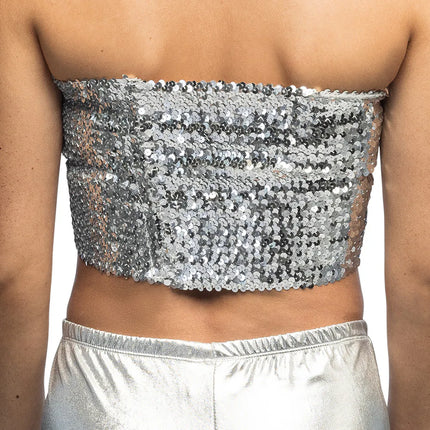 Top Sparkle argento (M/L elasticizzato)