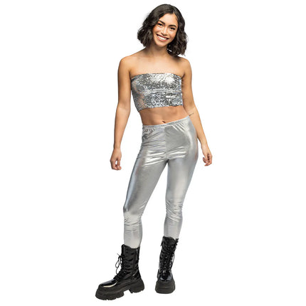 Top Sparkle argento (M/L elasticizzato)