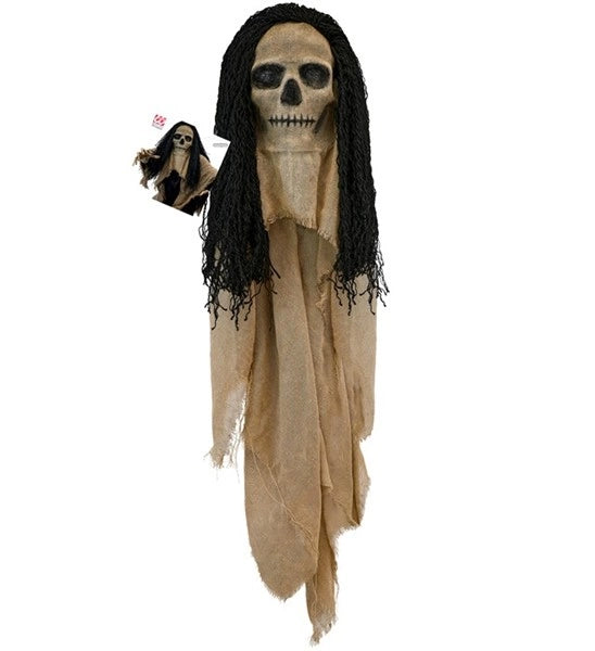 Maschera da teschio con mantello e capelli