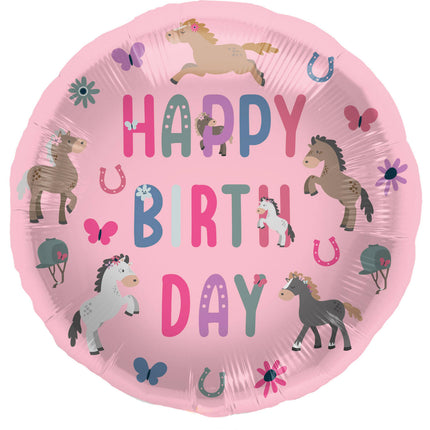 Palloncino ad elio Happy Birthday Cavalli Vuoto 45cm