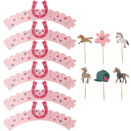 Toppers per cupcake a forma di cavallo 12 pezzi
