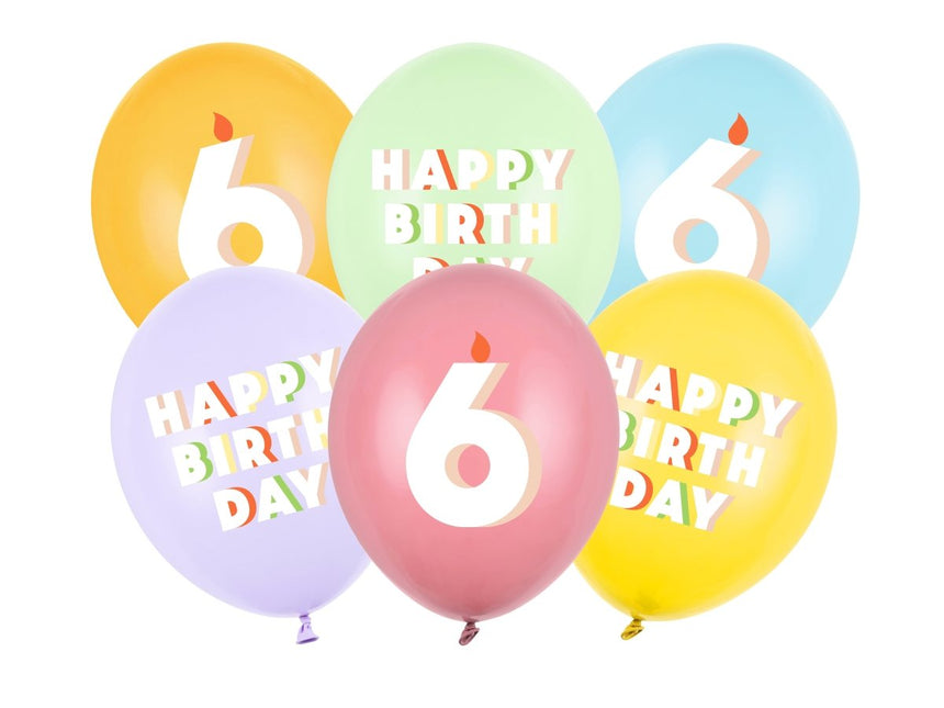 6 Jaar Ballonnen 30cm 50st van Partydeco koop je bij Partywinkel