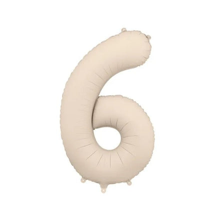 6 Jaar Cijfer Ballon Beige Mat Leeg 86cm van Partydeco koop je bij Partywinkel