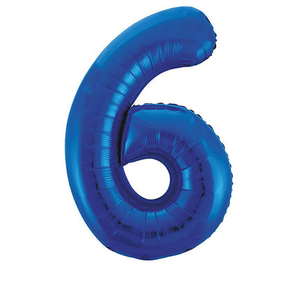 6 Jaar Cijfer Ballon Blauw Leeg 86cm van Unique koop je bij Partywinkel