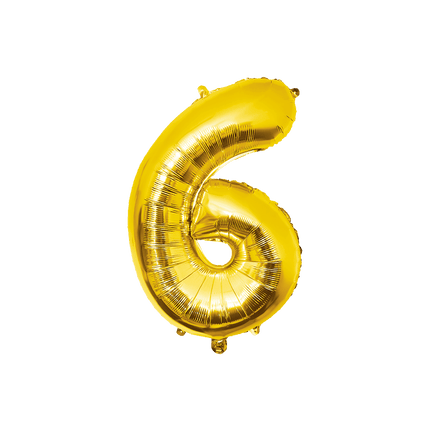 6 Jaar Cijfer Ballon Goud Leeg 86cm - Partywinkel - 8716764237003