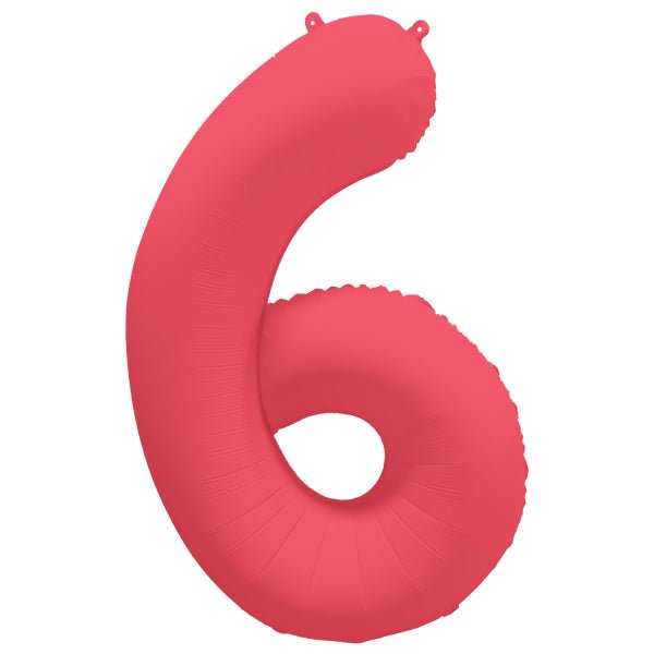 6 Jaar Cijfer Ballon Rood Neon Leeg 86cm van Riethmueller koop je bij Partywinkel