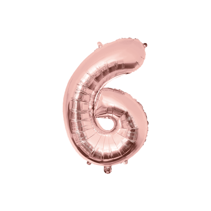 6 Jaar Cijfer Ballon Rose Goud Leeg 86cm - Partywinkel - 8716764237546