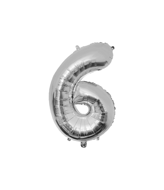 6 Jaar Cijfer Ballon Zilver Leeg 86cm - Partywinkel - 8716764237362