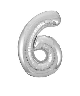 6 Jaar Cijfer Ballon Zilver Leeg 86cm van Unique koop je bij Partywinkel