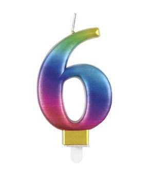 6 Jaar Kaars Regenboog 9,5cm van Unique koop je bij Partywinkel
