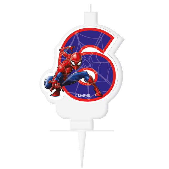 6 Jaar Kaars Spiderman van Procos koop je bij Partywinkel