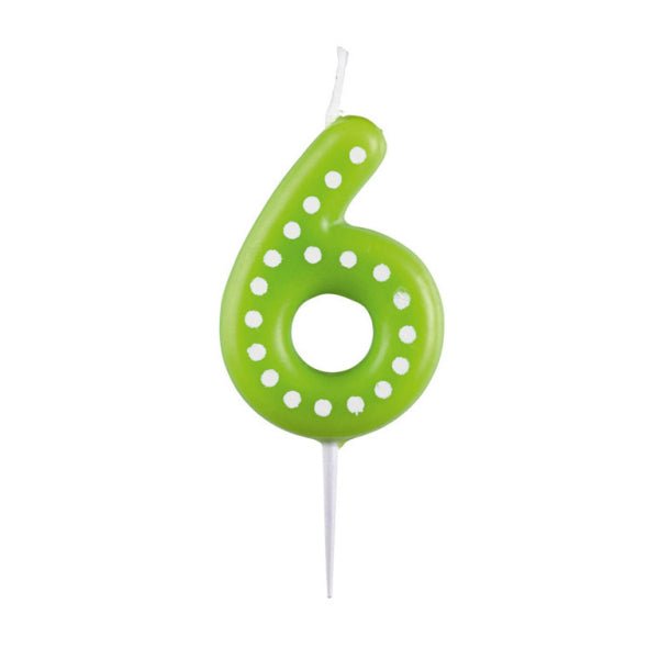 6 Kaars Groen Stippen 6,5cm van Riethmueller koop je bij Partywinkel