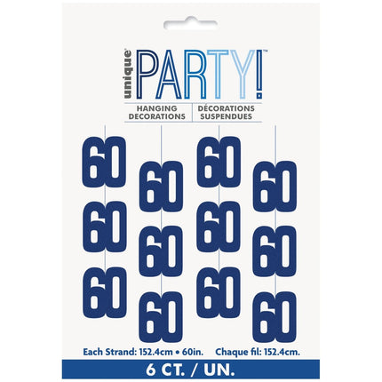60 Jaar Hangdecoratie Blauw 1,52m van Unique koop je bij Partywinkel