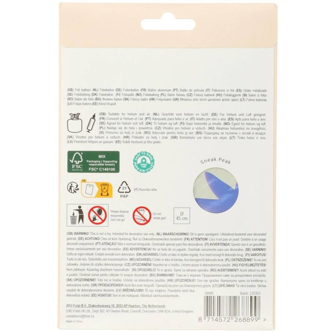 60 Jaar Helium Ballon Leeg 45cm van Folat koop je bij Partywinkel