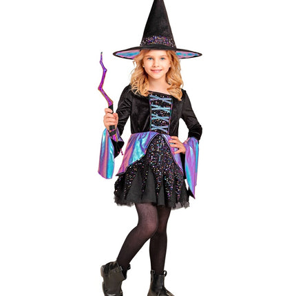 Costume da strega bambino nero multicolore