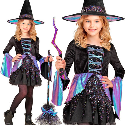Costume da strega bambino nero multicolore