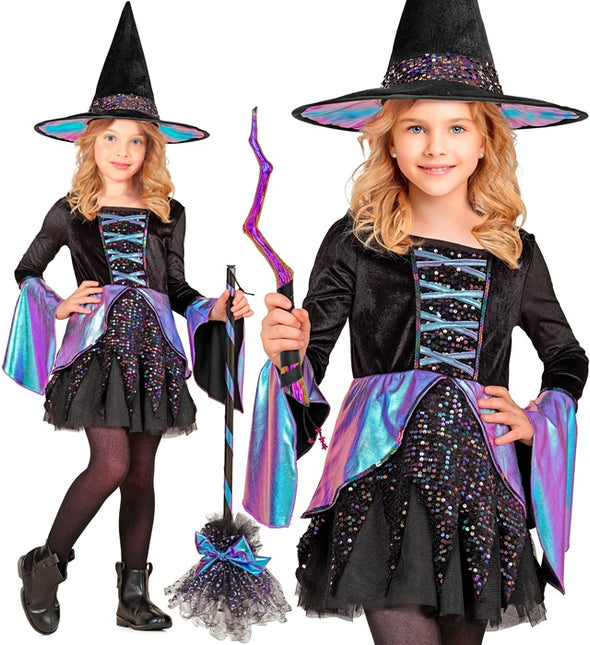 Costume da strega bambino nero multicolore