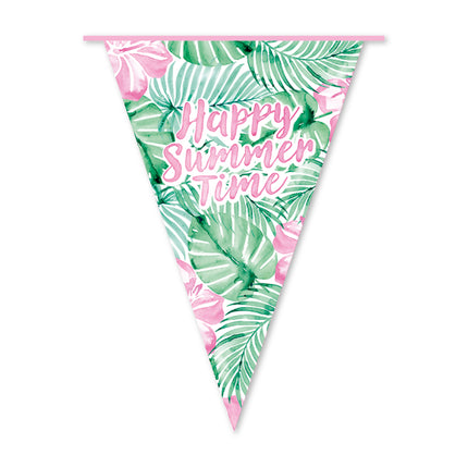 Ghirlanda Hawaii verde e rosa "Happy Summer Time" 10 m