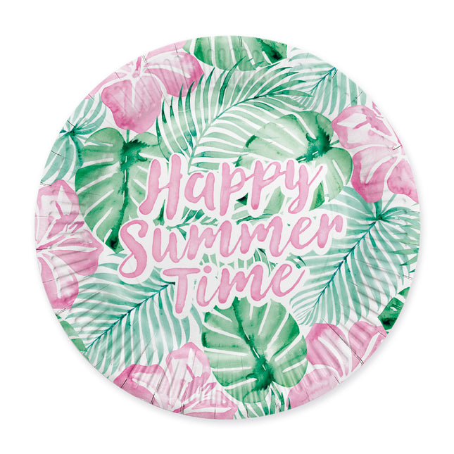 Insegne verdi e rosa "Happy Summer Time" 23 cm