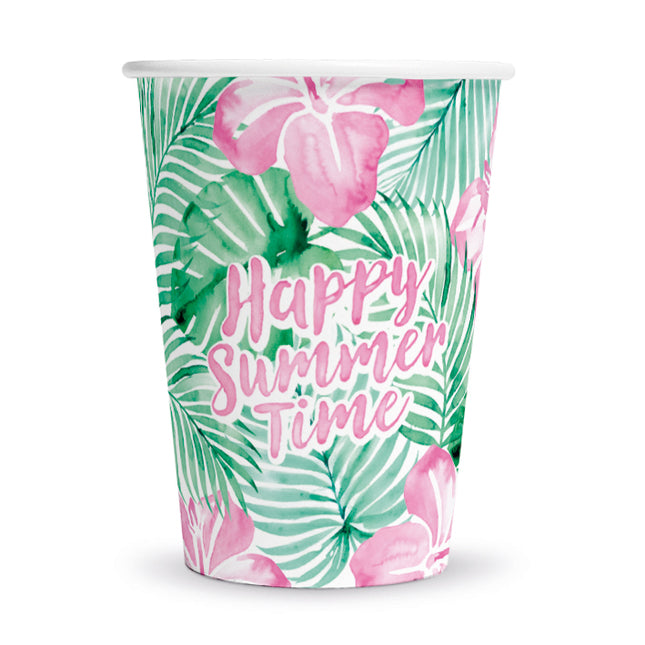 Bicchieri verdi e rosa Happy Summer Time 210 ml, 8 pezzi