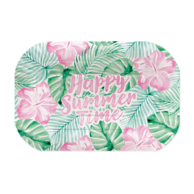 Piatto da portata verde e rosa "Happy Summer Time", 2 pezzi