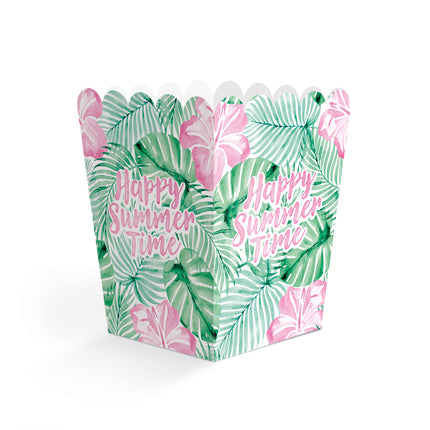 Contenitori per snack verde e rosa "Happy Summer Time" 6 cm, 8 pezzi