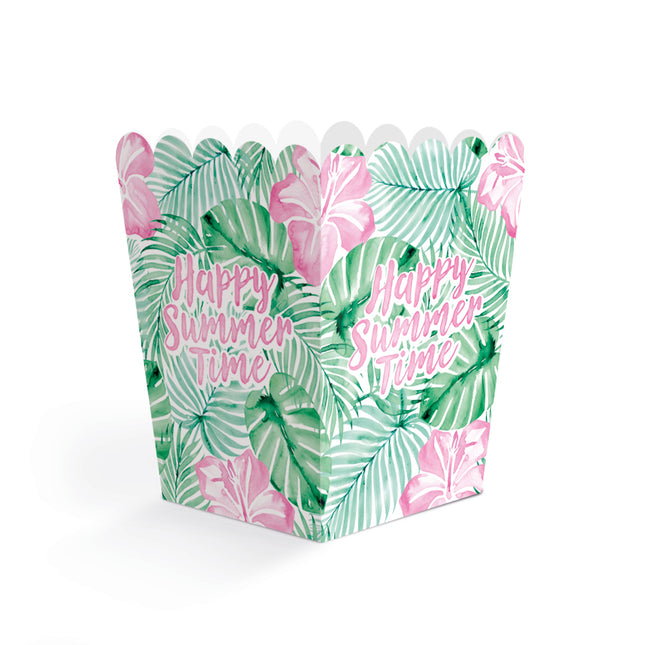 Contenitori per snack verde e rosa "Happy Summer Time" 6 cm, 8 pezzi