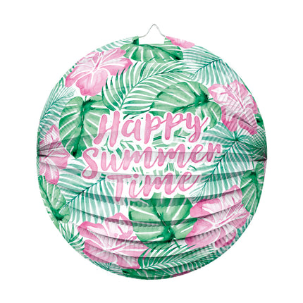 Lanterna verde e rosa "Happy Summer Time" 25 cm