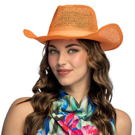 Cappello di paglia da cowboy arancione