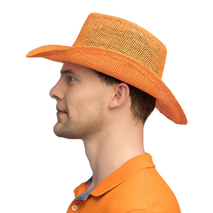 Cappello di paglia da cowboy arancione