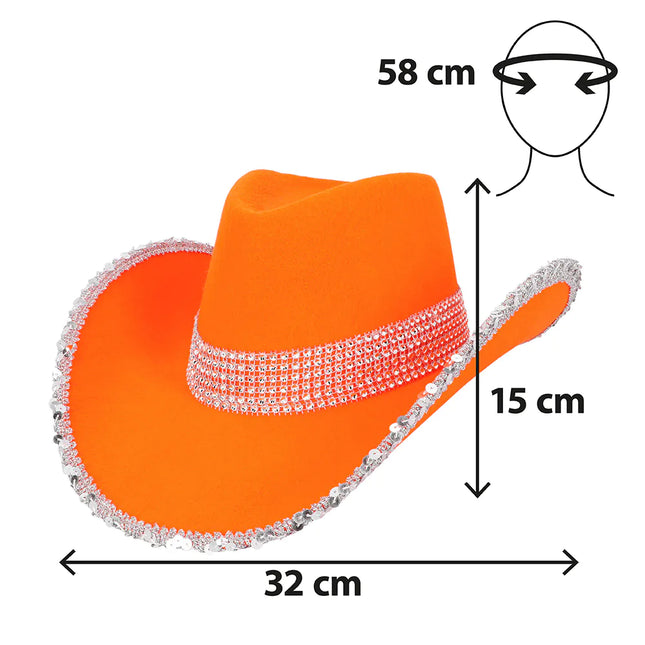 Cappello da cowboy Arancione Uv Blacklight