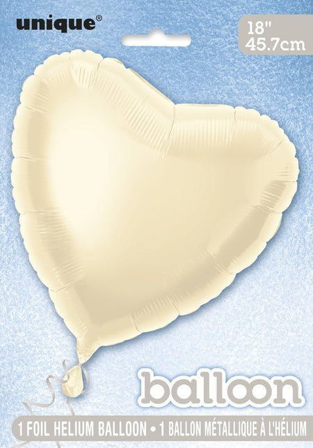 Palloncino in foil con cuore solido 18", confezionato - Avorio