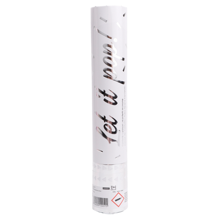 Cannone di coriandoli d'argento in foil 28 cm