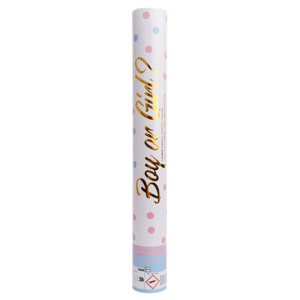 Cannone di coriandoli per la rivelazione di genere azzurro 40 cm
