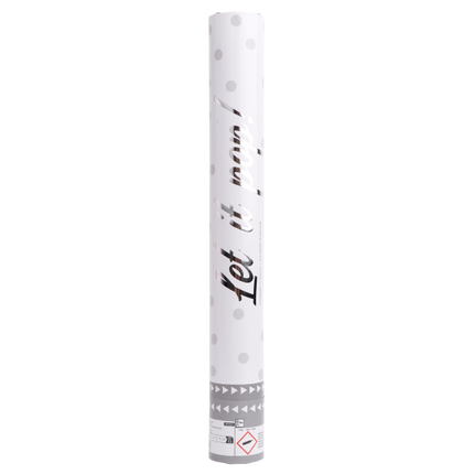 Cannone di coriandoli bianco rotondo 40 cm